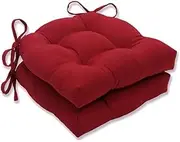 Pillow Perfect Outdoor/Indoor Pompeii Chair Pads, 15.5" x 14.5", 2 Pack,Red