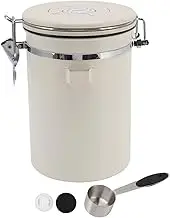 304 Stainless Steel Airtight Coffee Canister Valve Scoop Ground Coffee Tea Food StorageContainers for Coffee Tea Nuts (Large 1.8L)