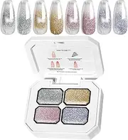 Gel Nail Paint,4 Colors Gel Nail Paint Palette for Women - Fingernails Gradient Cosmetics, No Wash Polish for Dating, Gathering, Traveling, Beach