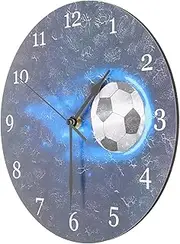 Abaodam Soccer Wall Clock Silent Design for Bedroom Creative Round Mute Wall Clock Simple Style Home Decor Battery Operated