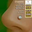 2.8mm Real Si Diamond Bezel Set Nose Lip Screw Labret Piercing Pin Ring Stud