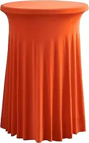 iEventStar 24 inches 24" Highboy Cocktail Round Stretch Spandex Table Cover Table Skirt High Top Tablecloth (24" x 43", Orange)