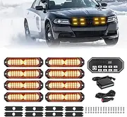 JMEST LEAD Amber LED Strobe Lights - 8PCS Emergency Warning Beacon Lights with 9-Key Strobe Controller for Trucks, Pickup, ATV
