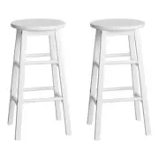 Artiss Set of 2 Beech Wood Backless Bar Stools - White