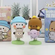 2PCS Bubu Dudu Bears Bobble Heads for car Dashboard, Cute Emoticons Panda Bear Statue Toy Cartoon Car Decoration Accessories for Home & Office, Festival, Graduation, Birthday, Wedding Party Decor
