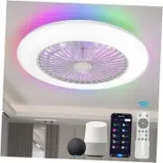 Low Profile Ceiling Fan with Light,19 in Smart Bladeless Ceiling Fans with