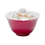 瑞陶陶瓷特賣胭脂紅純手繪梧桐花葵口蓋碗茶杯單個家用創意陶瓷茶碗帶蓋泡茶器