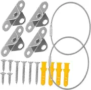 KONTONTY : 2 Sets of Stainless Steel Anti Tip Anchors Child Proof Wall Mounts Fall Prevention Straps