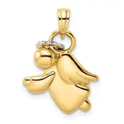 14k Yellow u0026 Rhodium Gold u0026 White Rhodium D/C Halo on Angel Pendant