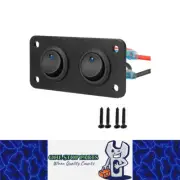 12/24V Double Rocker Button Switches on Panel with Blue LED Pre Wired with Screw