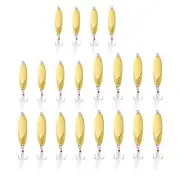 20Pcs Metal Fishing Spoons Fishing Lures Treble Hooks Jigs, 5 Sizes Gold Tone