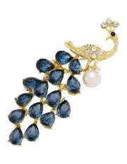 [Barcs] Pearl Peacock Brooch in Navy