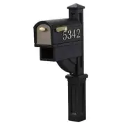 MAILBOX Galvanized Steel Post Mount Mail Brass Rural Numbers Package Classic