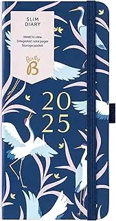 Busy B 2025 Slim Weekly Planner with Birds Cover - Compact Design Pocket Diary, Week to View Layout, Notes Pages & Storage Pocket - Handbag-Sized Journal for Organisation