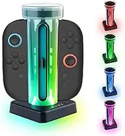 Mcbazel Joy Con Charging Dock Station for N-Switch 2-4X Controller Charger with Triple Safety Protection, RGB Ambient Lighting, 6 Game Card Slots & LED Indicators
