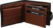 [Pierre Cardin] Men's Genuine Soft Italian Leather RFID Two Tone Bi-Fold Wallet, Black