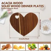 Acacia Wood Cheese Serving Platter Safe Heart Shape Cheese Board for tymQq