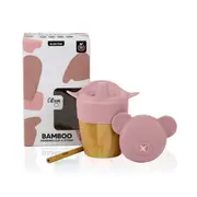 Bamboo Cup with 2 Lids and Straw - Blush Pink