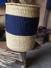 Hand woven laundry basket