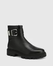 Fenton Black Leather Ankle Boot