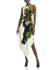 Jason Wu Collection Boatneck Fit And Flare Crepe Dress