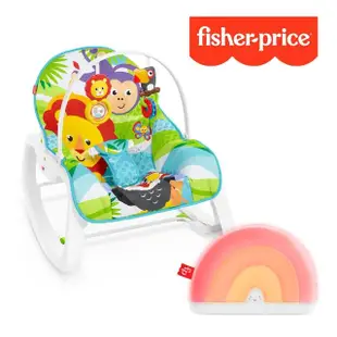 【Fisher price 費雪】動物安撫躺椅+彩虹音樂鈴