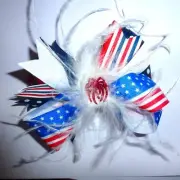 Puppy Bows ~ CLEARANCE Patriotic feather boa 4th of July Independence day dog