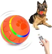 【2023 Newest】Remote Control Dog Ball Toy, Automatic Electronic Dog Ball, Aggressive Chewers Toy for Medium Dog, Interactive Active Rolling Ball for Dogs Gifts Orange