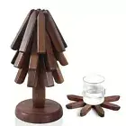 Wooden Trivet for Hot Dishes Walnut Christmas Tree Table Heat Resistant Mat