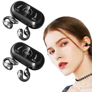 2pcs Wireless Bluetooth Headphones Ear Clip Earphones With LED Display-Black