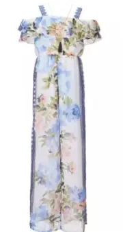Rare Editions Big Girl's Chiffon Off-The-Shoulder One-piece Jumpsuit-Size-16