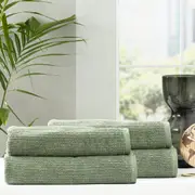 4pc Renee Taylor Cobblestone Bath Sheet/Towel 160cm Cotton Ribbed 650 GSM Sage