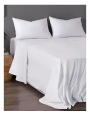 [Essn] Commercial Cotton Blend Top/Bottom Flat Sheet in White
