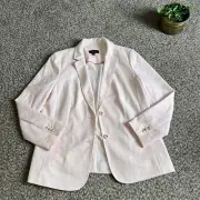 Talbots Blazer Cotton Modal Blend Light Pink 2 Button Jacket Plus Size 16 NEW