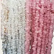 Bacatgem 5-10mm Natural Rose Quartz+Opalite Irregular Tumbled Chip Beads for Jewelry Making, Healing Crystal Drilled Loose Bead Strand DIY Craft Supplies(2 Strands)