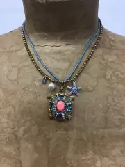 Betsey Johnson Large Turtle Jeweled Necklace and Earring Set