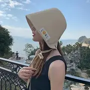 [Ling88] Women Spring Summer Bucket Hats Lovely Smiling Face Bandage Sun Hat Wide Brim Anti-Uv Foldable Panama Fisherman Hat Female Caps Sun Hat Big Brim Hat-3