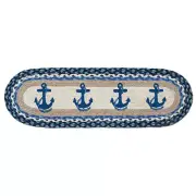 Blue Ship Anchor Jute Runner 13" x 48" - 64-443N
