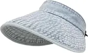 [Hailong Ming] Women's Sun Hat, Stylish, Comfortable, Sun Visor Hat for Vacation, Hiking, Light Blue, as described