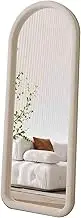 Full Length Mirror,Fabric Frame,Bracket/Wall-Mounted Dual-Purpose Full-Length Mirror,for Bedroom Living Room and Entrance(White,50x160cm)