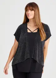 [TS] Taking Shape Glitter Everyday Cardigan Size 26 in Black / Silver - Plus Size Women's Cardigans Black / Silver
