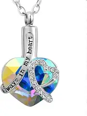 DOTUIARG Cremation Jewelry Always in My Heart Keepsake Urn Necklace Jewelry for Ashes