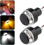 Flypc Motorcycle Turn Signal Light Grip Bar Plug Strobe Side Marker End LED Handlebar Motorcycle Handle Bar Grip Plug Side Marker Lamp Accessory 2-Pack
