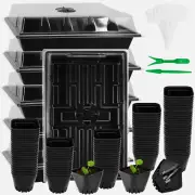 Seed Starter Kit with 100 Pcs Square Nursery Pots,6 Pcs Seed Starter Tray with H