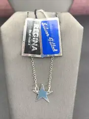 Regina Kramer Of New York Necklace Star Silver Plate Dainty Link 15” 1960’s NOS