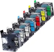 7-Pack Replace DYMO D1 Label Tape 45010 45013 45017 45018 45019 45021 D1 Refills Compatible DYMO LabelManager 280 420P PnP 220P 360D 450 210D, 1/2" W x 23' L, 12mm x 7m