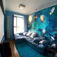 在飛比找樂天市場購物網優惠-星空墻紙3d立體床頭裝飾銀河主題壁畫兒童房壁紙男孩臥室背景墻