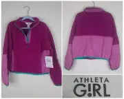 Athleta Girl Jacket Medium 8-10 Pink Microfleece Half Zip NWT #2290