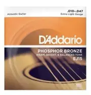 3 Pack of D'Addario EJ15 Acoustic Guitar Strings Phosp Bronze 10-47 Extra Light