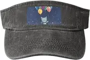 [RLDOBOFE] Sun Visor Hat Adjustable Empty Top Baseball Cap Cat and balloon Sun Hats for Women Men Sports Hats Summer Beach Cap